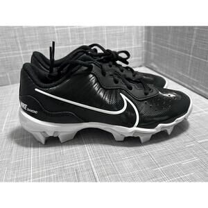Nike Alpha Huarache 4 Keystone BG Baseball Cleats Black White Kids 3Y